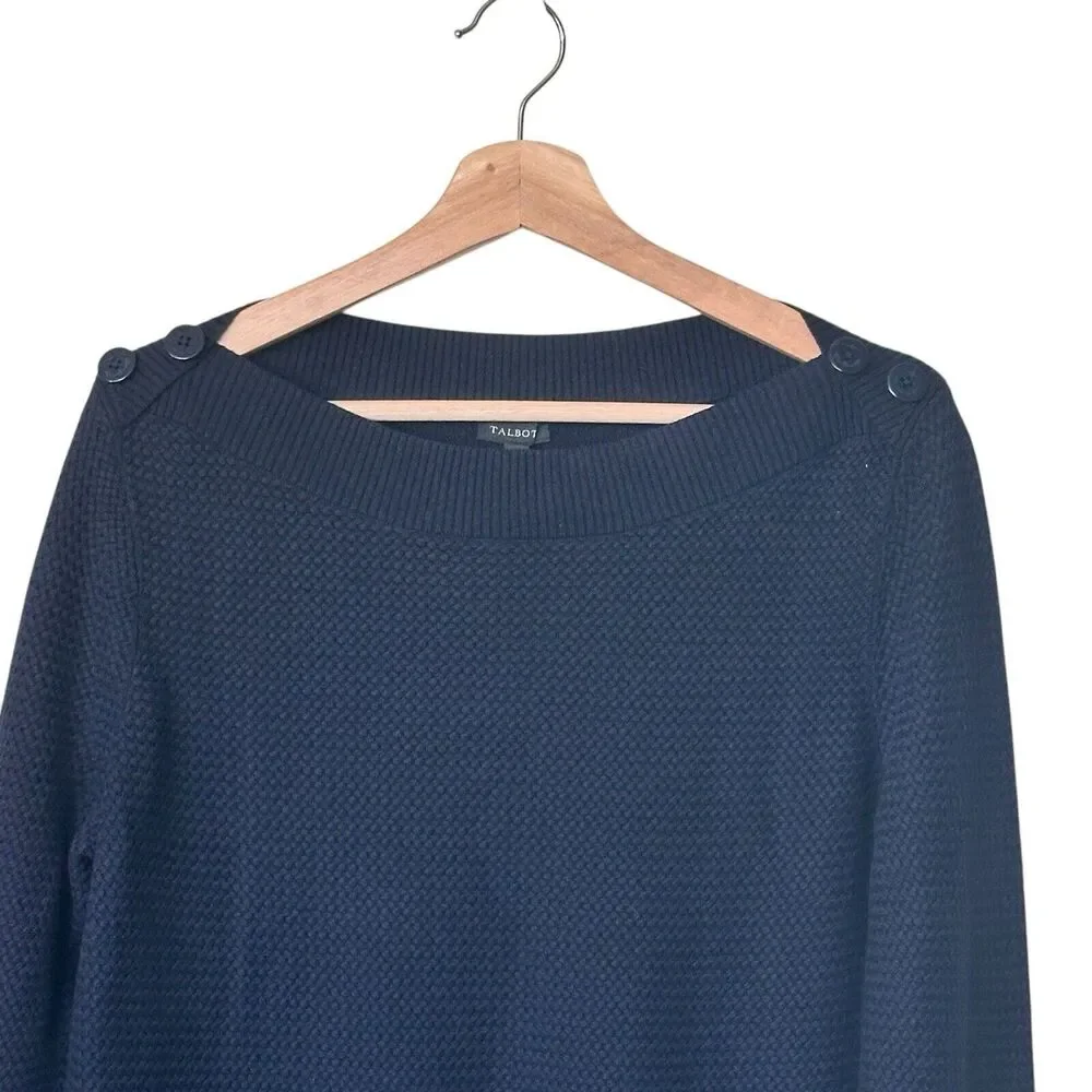 NWT Talbots Sweater Large Basket Weaver Knit Boat  cotton blend